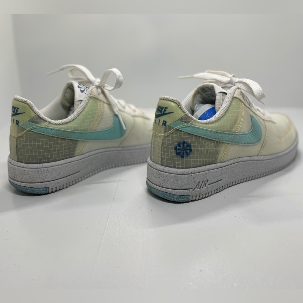 Nike Air Force 1 Next Nature White Aura Teal Swoosh Women’s 6.5Y / 8 Eco AF1 - Picture 6 of 12